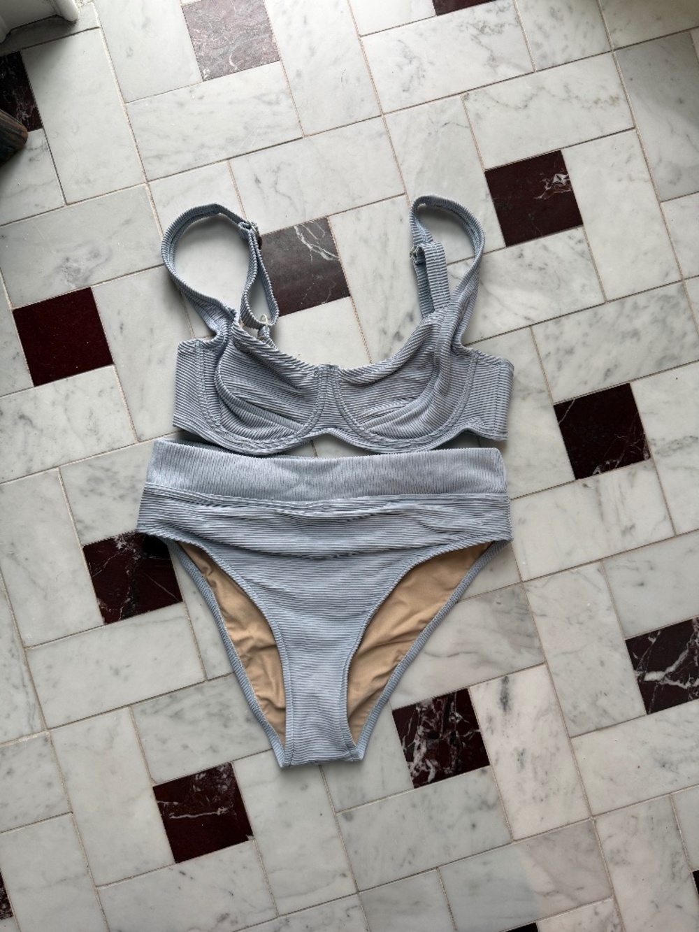 Zulu and Zephyr Blue Ribbed Bikini,  4/6